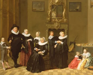 Die Familie eines Statthalters in einem eleganten Interieur, 1635